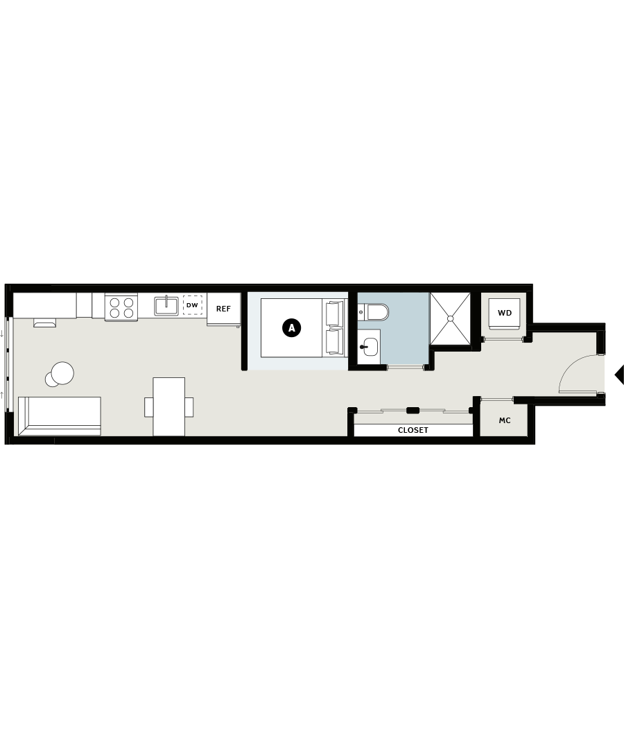 Rendering for Studio H floor plan